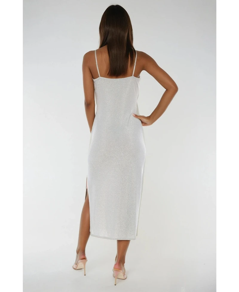 Bebe Women's Milan Metallic Bodycon Maxi Dress