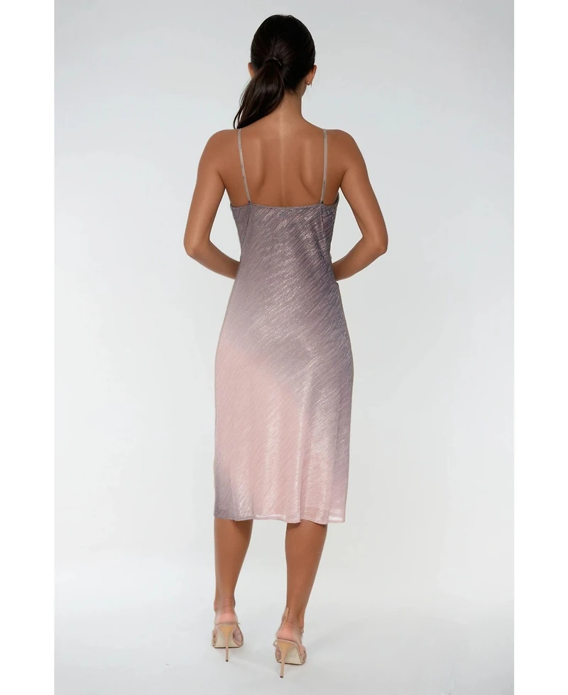 Bebe Women's Ombre Pleat Cowl Midi Dress