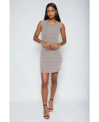 Bebe Women's Cap Sleeve Dress Boucle, Pink, XLarge
