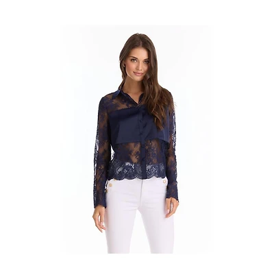 The Noli Shop Women's Vienna Lace Blouse - Fuchsia