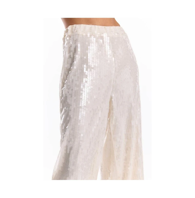 The Noli Shop Womens Alba Sequin Pant - Pearl