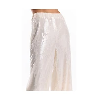 The Noli Shop Womens Alba Sequin Pant - Pearl