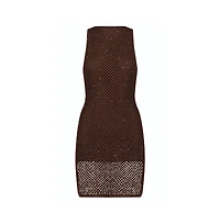 The Noli Shop Womens Seraphina Sequin Crochet Dress - Espresso