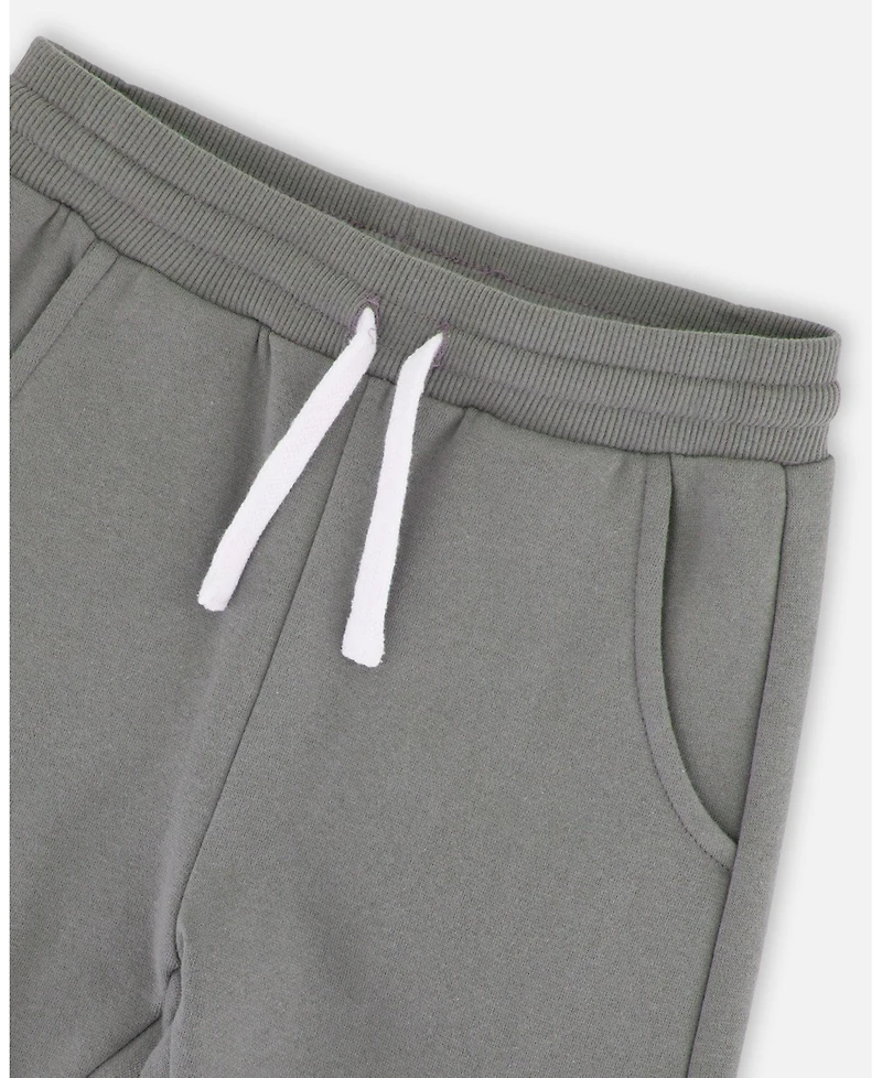 Deux par Little Boys Fleece Sweatpants with Cargo Pockets Gray Green - Toddler|Child