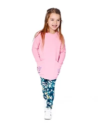 Deux par Girl Super Soft Tunic Tee with Embroidered Pockets Light Pink