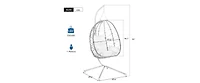 37 Inch Wicker Egg Swing Chair with Stand 350LB Capacity and Removable Cushion