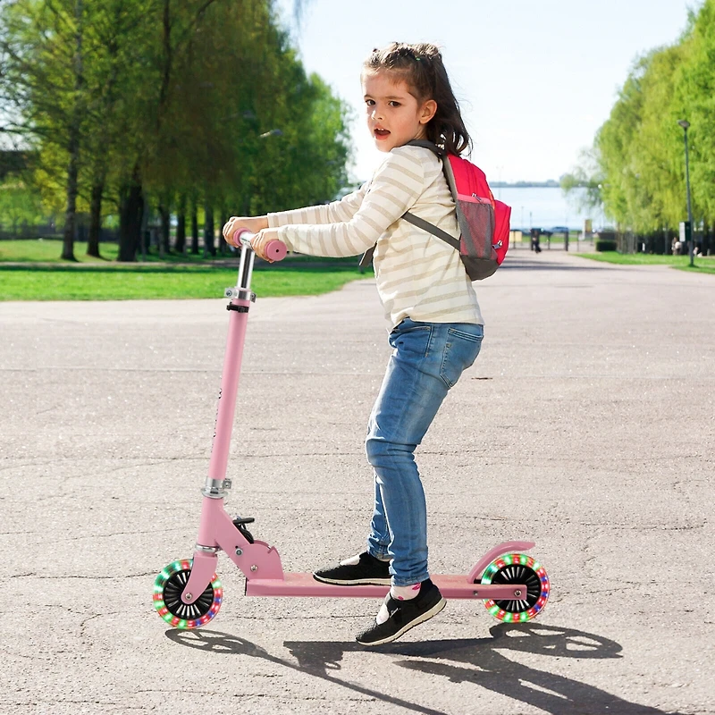 Hitway 2-Wheel Light-Up Kids Scooter with Adjustable Handlebar and Foldable Design
