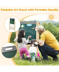 Akiudex kids art easel with paper roll double sided chalkboard and whiteboard