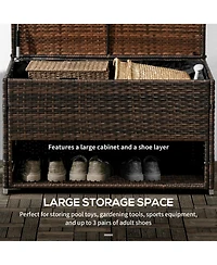 Outsunny Deck Box w/ Outdoor Towel/Shoe Rack, Inner Liner,