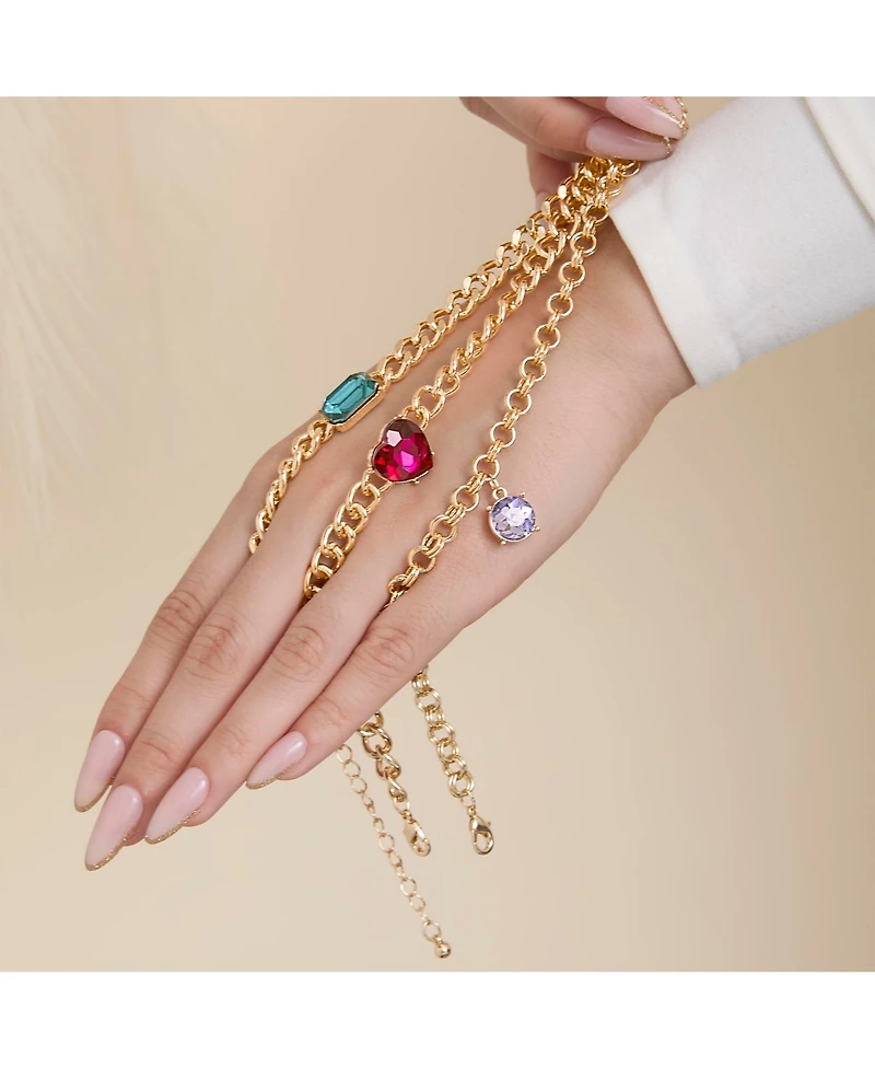 Jessica Simpson 3-Piece Chunky Gemstone Chain Bracelet Set