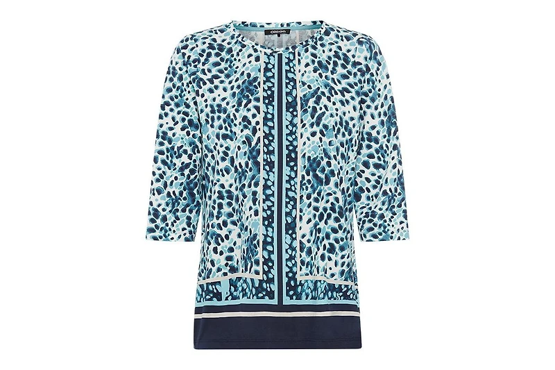 Olsen Women's Modern Animal and Border Print T-Shirt