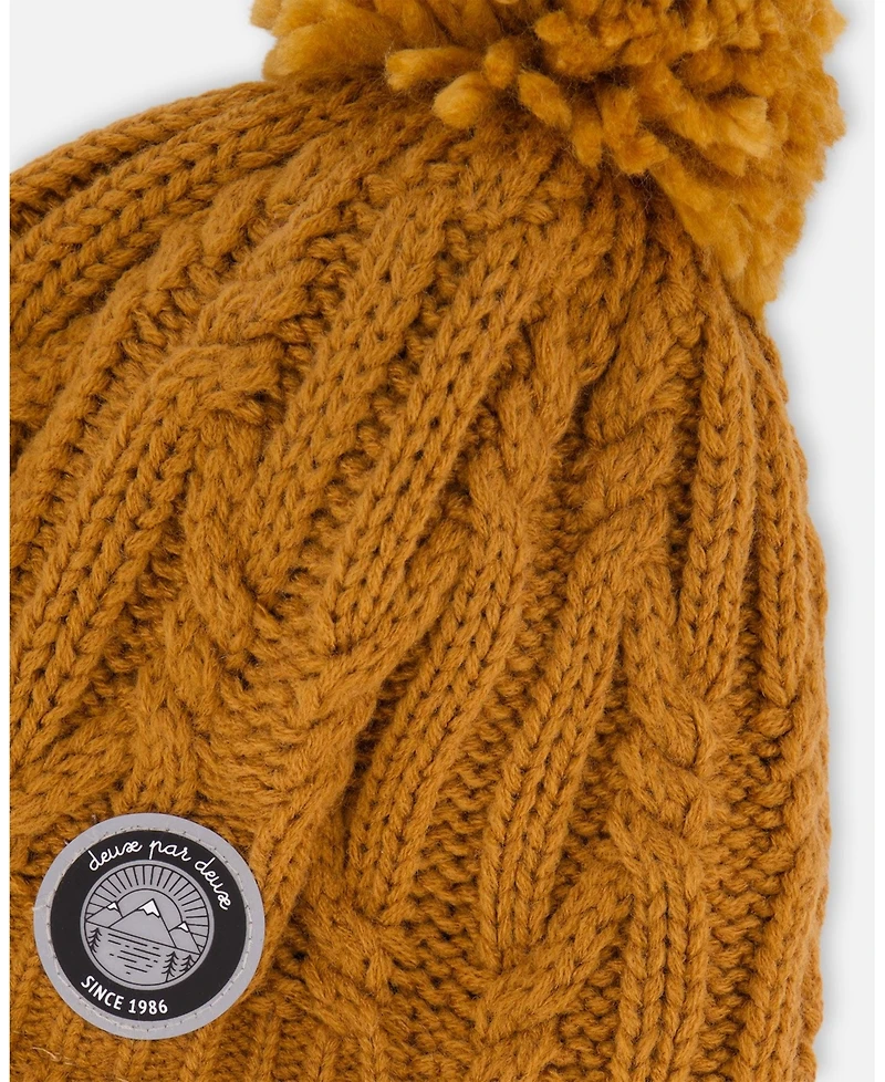 Deux par Boy Lined Winter Hat with Pompom Brown Sugar - Toddler|Child