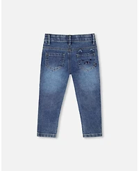 Deux par Toddler Girls Jeans Blue Denim with Embroideries - Toddler|Child