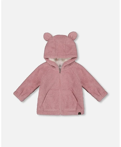 Deux par Girl Hooded Full Zip Cat Plush Jacket Dusty Pink - Child