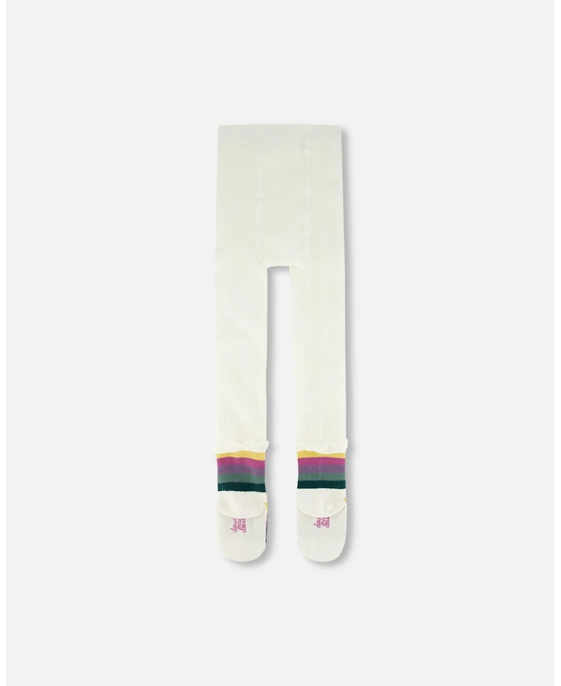 Deux par Girl Striped Footed Knit Tights Off-White - Toddler|Child