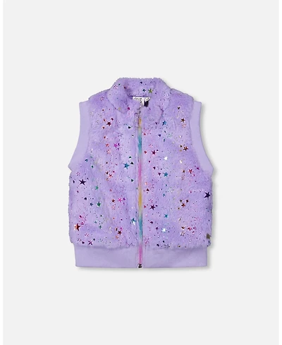 Deux par Girl Faux Fur Zipped Vest Lavender - Child