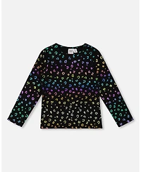 Deux par Big Girls Stretch Jersey T-Shirt Multicolor Leopard Print