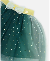 Deux par Big Girls Mesh Skirt with Bow for est Green