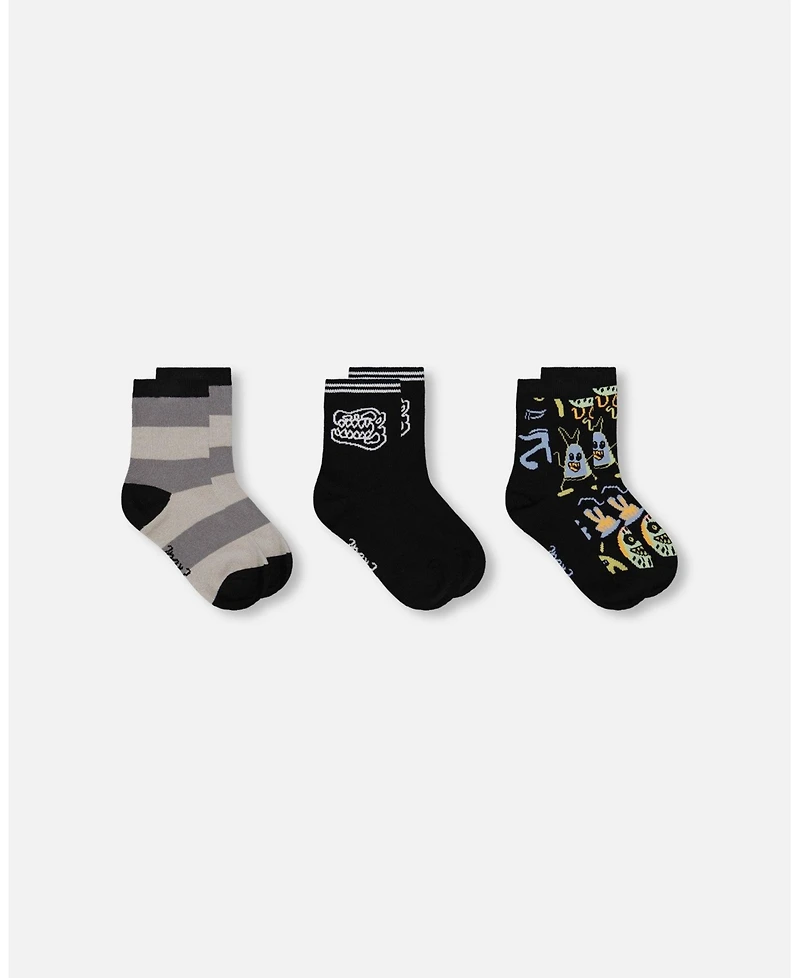 Deux par Boy 3-Pack Knit Socks Black - Toddler|Child