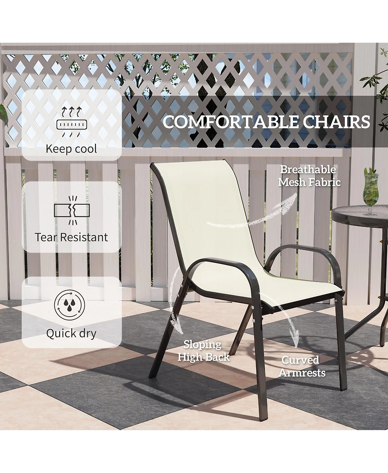 Outsunny Outdoor Bistro Set Small Patio w/ Stackable Chairs,