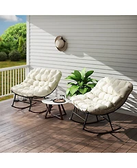 Outsunny Outdoor Rocking Chair Set of 2, Papasan Chairs,