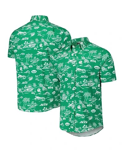 Reyn Spooner Men's Kelly Green New York Jets Throwback Kekai Print Button-Up Shirt