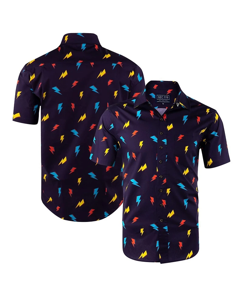 Section 119 Men's Purple David Bowie Electric Bolt Button-Down Shirt