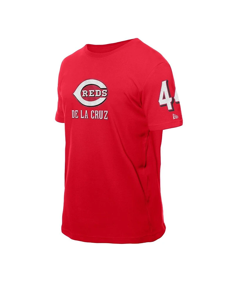 New Era Men's Elly De La Cruz Red Cincinnati Reds Design Lab Name Number T-Shirt