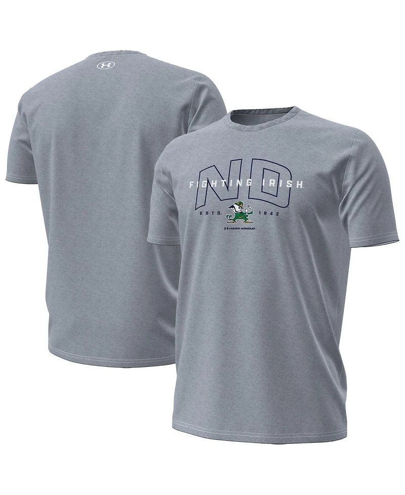 Under Armour Men's Heather Gray Notre Dame Fighting Irish Overlay Performance T-Shirt