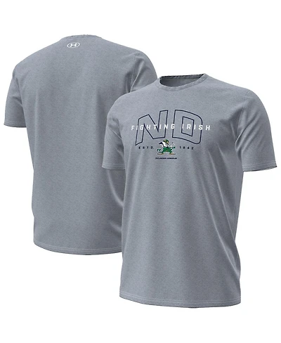 Under Armour Men's Heather Gray Notre Dame Fighting Irish Overlay Performance T-Shirt