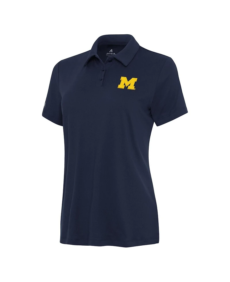 Antigua Women's Navy Michigan Wolverines Reprocess Polo Shirt