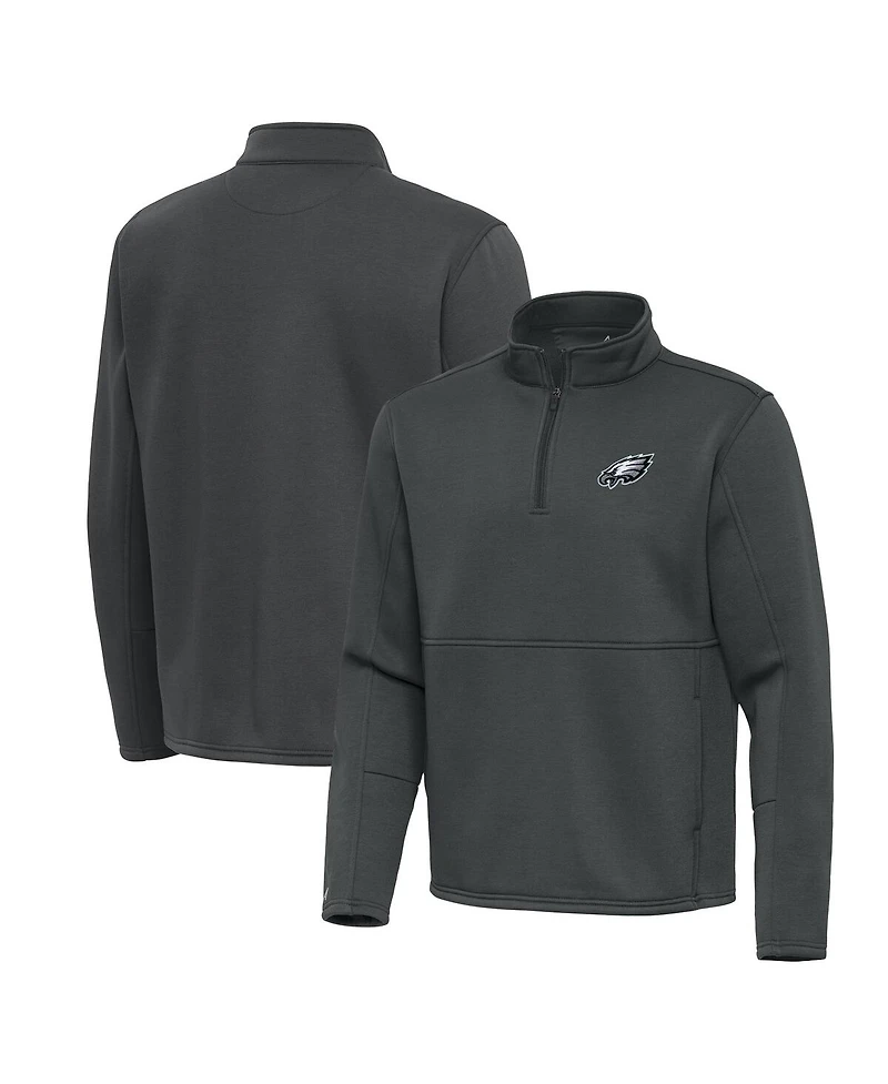 Antigua Men's Pewter Philadelphia Eagles Twist Quarter-Zip Pullover