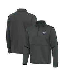 Antigua Men's Pewter Philadelphia Eagles Twist Quarter-Zip Pullover