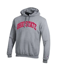 Champion Men's Heather Gray Ohio State Buckeyes Basic Arch Fleece Pullover Hoodie