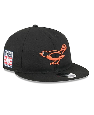 New Era Men's Black Baltimore Orioles Baseball Hall of Fame Retro Crown 9FIFTY Adjustable Hat