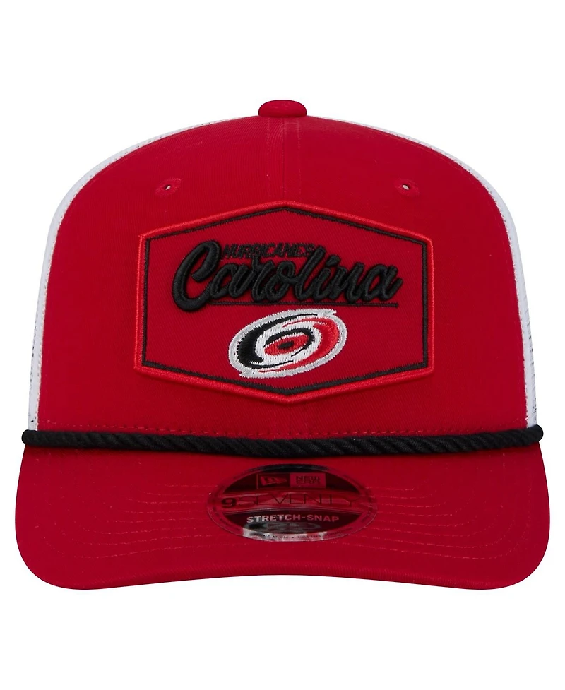 New Era Men's Red/White Carolina Hurricanes Team Patch Basic 9SEVENTY Adjustable Trucker Hat