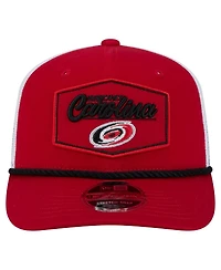 New Era Men's Red/White Carolina Hurricanes Team Patch Basic 9SEVENTY Adjustable Trucker Hat