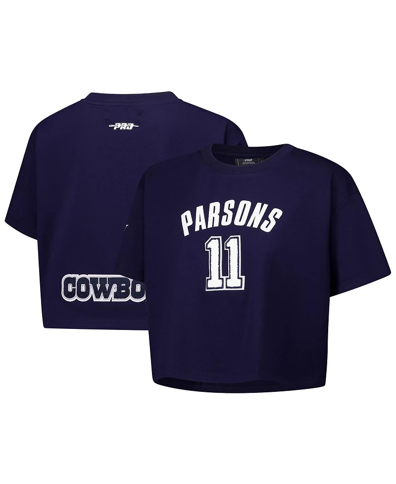 Pro Standard Women's Micah Parsons Navy Dallas Cowboys Player Name Number Cropped Boxy T-Shirt