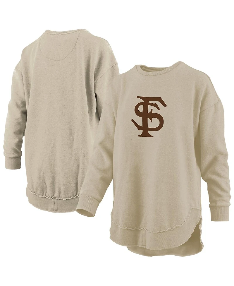 Pressbox Women's Tan Florida State Seminoles Poncho Fleece Pullover Sweatshirt