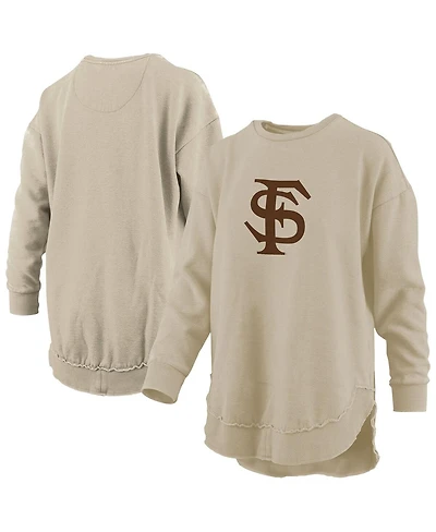 Pressbox Women's Tan Florida State Seminoles Poncho Fleece Pullover Sweatshirt