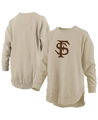 Pressbox Women's Tan Florida State Seminoles Poncho Fleece Pullover Sweatshirt