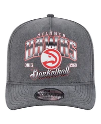 New Era Men's Charcoal Atlanta Hawks Throwback Washed Pre-Curved 9FIFTY Snapback Hat