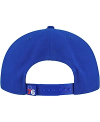 New Era Men's Royal Philadelphia 76ers Oversized Puff Print Logo Golfer Snapback Hat