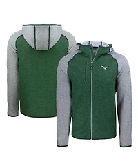Cutter & Buck Men's Green/Gray Philadelphia Eagles Throwback Mainsail Sweater-Knit Full-Zip Hoodie