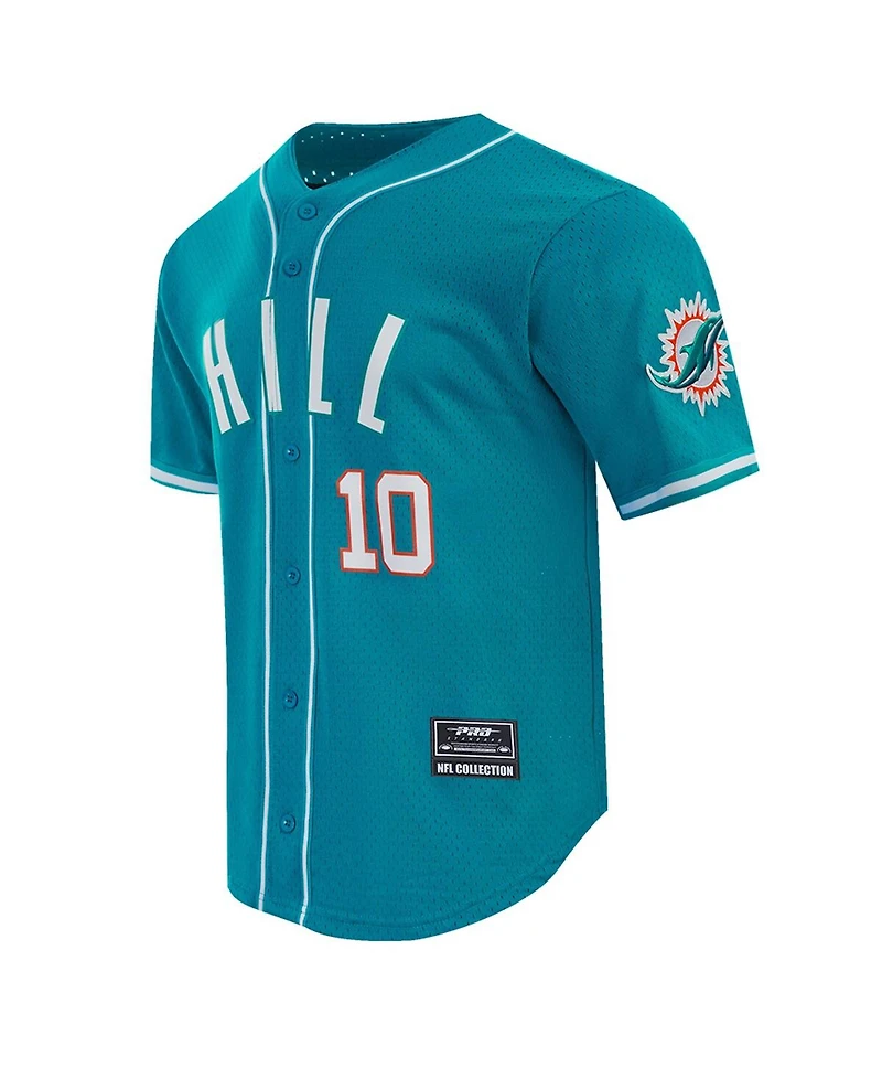 Pro Standard Men's Tyreek Hill Aqua Miami Dolphins Mesh Button-Up Baseball Jersey