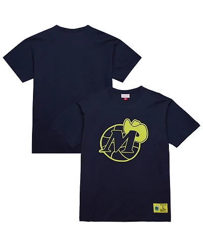 Mitchell & Ness Men's Navy Dallas Mavericks Hardwood Classics Neon Nights Premium T-Shirt