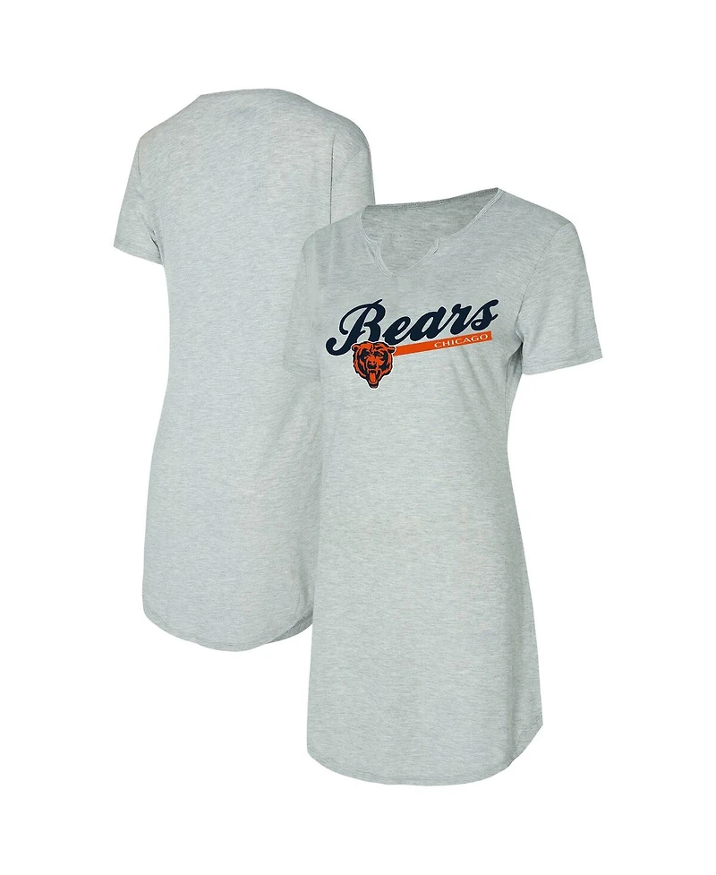 Concepts Sport Women's Gray Chicago Bears Petition Knit Notch Neck Nightshirt