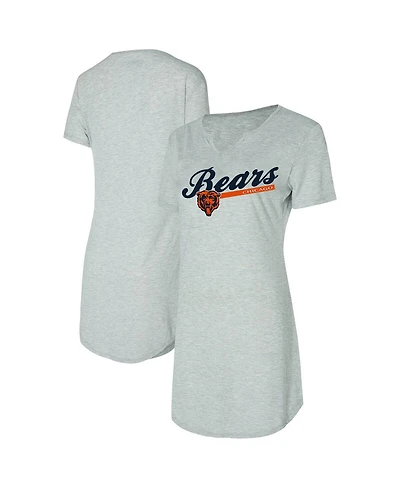 Concepts Sport Women's Gray Chicago Bears Petition Knit Notch Neck Nightshirt