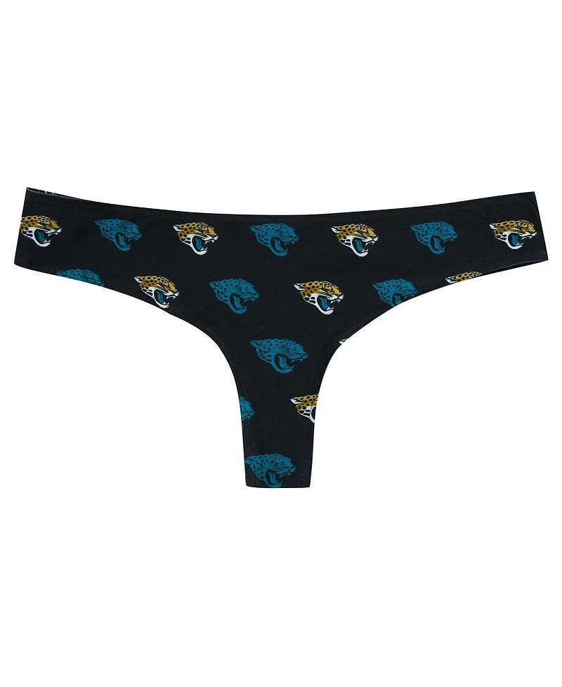 Concepts Sport Women's Black Jacksonville Jaguars Record Allover Print Knit Thong
