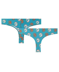 Concepts Sport Women's Aqua Miami Dolphins Record Allover Print Knit Thong